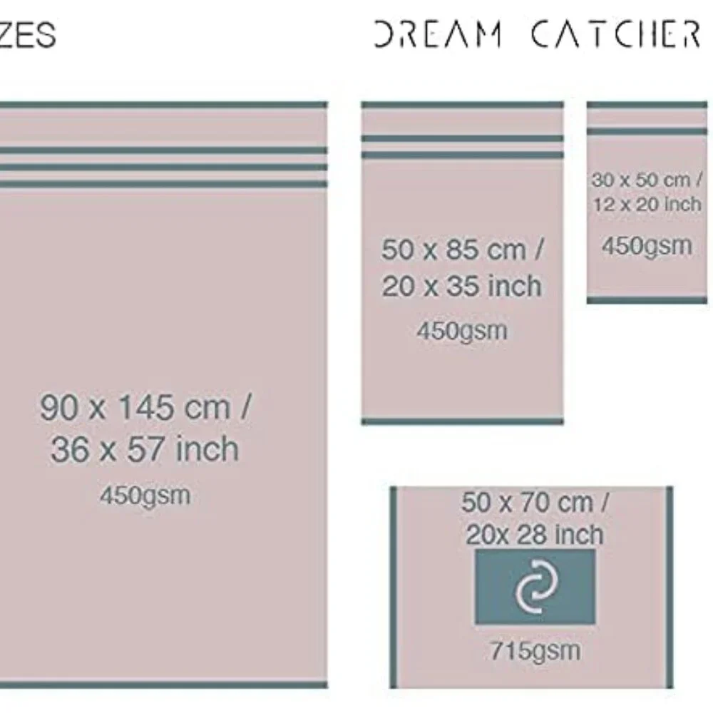 Dream Catcher Pink and Gray Towel Set of 4